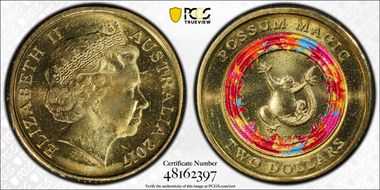 2017 $2 Possum Magic Colorized Visible Hush MS67