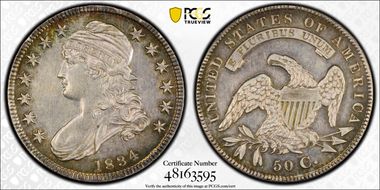 1834 50C O-109 Sm Date, Sm Letters N1