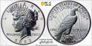 2023-S $1 Peace Dollar Rev PR Two-Coin Reverse Proof Set First Strike PR70