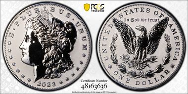 2023-S $1 Morgan Dollar Rev PR  Two-Coin Reverse Proof Set First Strike PR70