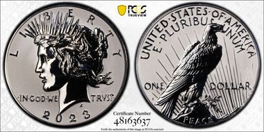 2023-S $1 Peace Dollar Rev PR Two-Coin Reverse Proof Set First Strike PR70