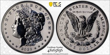 2023-S $1 Morgan Dollar Rev PR  Two-Coin Reverse Proof Set First Strike PR69