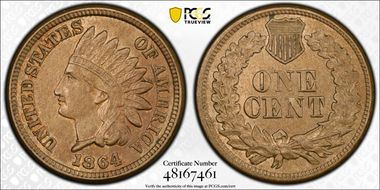 1864 1C Copper-Nickel N1