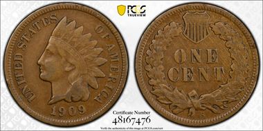 1909-S 1C Indian VF25BN