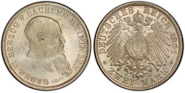 1901-D 2 Mk 75th Birthday J-149 MS65