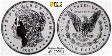 2023-S $1 Morgan Dollar Rev PR  Two-Coin Reverse Proof Set First Strike PR70