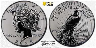 2023-S $1 Peace Dollar Rev PR Two-Coin Reverse Proof Set First Strike PR70