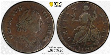 '1787' 1/2P Machin's, Vlack 19-87C VF30BN