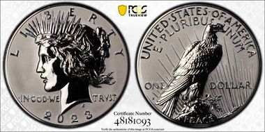 2023-S $1 Peace Dollar Rev PR Two-Coin Reverse Proof Set First Strike PR70