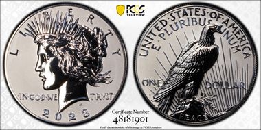 2023-S $1 Peace Dollar Rev PR Two-Coin Reverse Proof Set PR69
