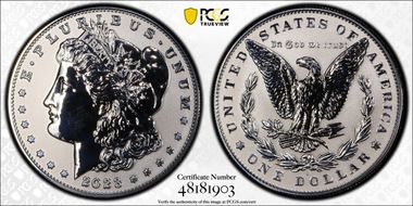 2023-S $1 Morgan Dollar Rev PR Two-Coin Reverse Proof Set PR70