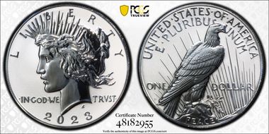 2023-S $1 Peace Dollar Rev PR Two-Coin Reverse Proof Set First Strike PR70