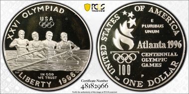 1996-P $1 Rowing PR68DCAM