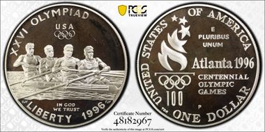 1996-P $1 Rowing PR68DCAM