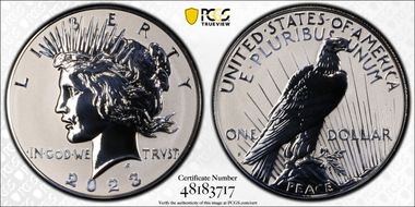 2023-S $1 Peace Dollar Rev PR Two-Coin Reverse Proof Set PR70