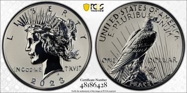 2023-S $1 Peace Dollar Rev PR Two-Coin Reverse Proof Set First Strike PR70