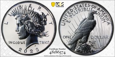 2023-S $1 Peace Dollar Rev PR Two-Coin Reverse Proof Set First Strike PR70