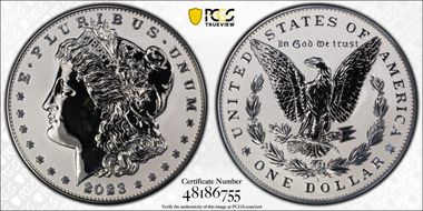 2023-S $1 Morgan Dollar Rev PR  Two-Coin Reverse Proof Set First Strike PR70