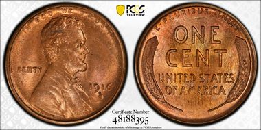 1916-S 1C MS64RD