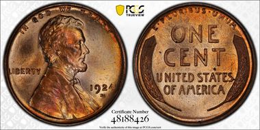 1924-D 1C MS64+ RD