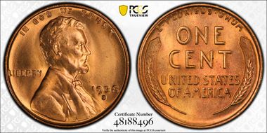 1938-S 1C MS67+ RD