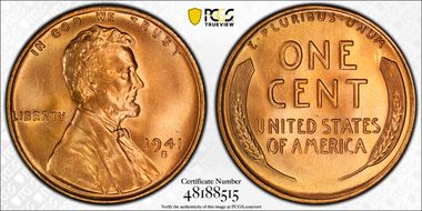 1941-S 1C MS67+ RD