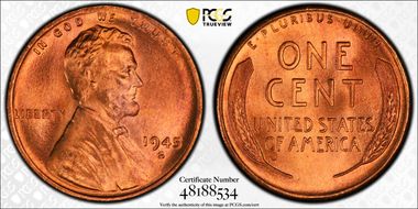 1945-S 1C MS67+ RD