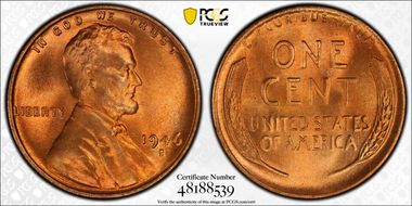 1946-S 1C MS67+ RD