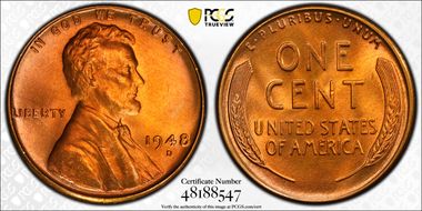 1948-D 1C MS67+ RD