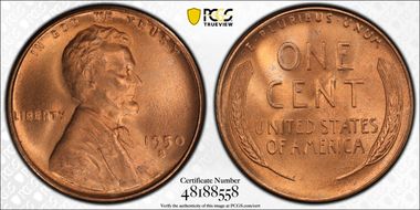 1950-S 1C MS67+ RD