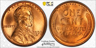 1953-D 1C MS67+ RD