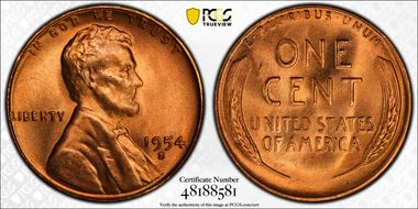 1954-S 1C MS67RD