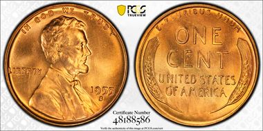 1955-S 1C MS67+ RD