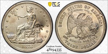1873 T$1 Chopmarked N1