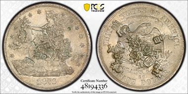 1876-CC T$1 Chopmarked N1