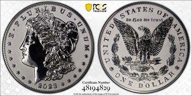 2023-S $1 Morgan Dollar Rev PR  Two-Coin Reverse Proof Set First Strike PR69