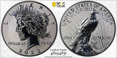 2023-S $1 Peace Dollar Rev PR Two-Coin Reverse Proof Set First Strike PR70
