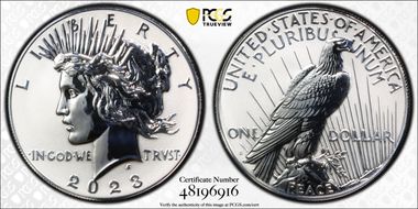 2023-S $1 Peace Dollar Rev PR Two-Coin Reverse Proof Set First Strike PR70