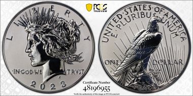 2023-S $1 Peace Dollar Rev PR Two-Coin Reverse Proof Set First Strike PR70