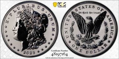 2023-S $1 Morgan Dollar Rev PR  Two-Coin Reverse Proof Set First Strike PR69