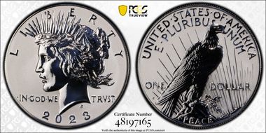 2023-S $1 Peace Dollar Rev PR Two-Coin Reverse Proof Set First Strike PR70