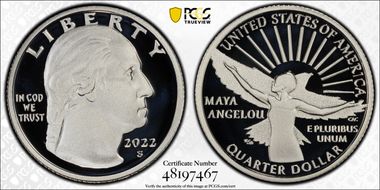 2022-S 25C Maya Angelou-Silver PR70DCAM