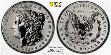 2023-S $1 Morgan Dollar Rev PR  Two-Coin Reverse Proof Set First Strike PR68