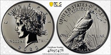 2023-S $1 Peace Dollar Rev PR Two-Coin Reverse Proof Set First Strike PR69