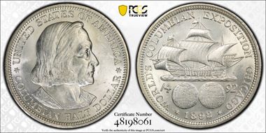 1892 50C Columbian MS63