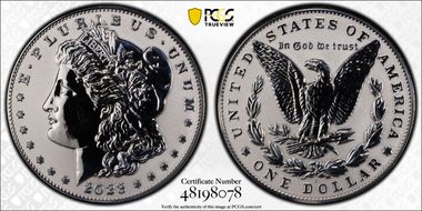 2023-S $1 Morgan Dollar Rev PR  Two-Coin Reverse Proof Set First Strike PR69