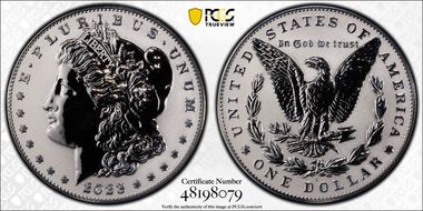 2023-S $1 Morgan Dollar Rev PR  Two-Coin Reverse Proof Set First Strike PR69