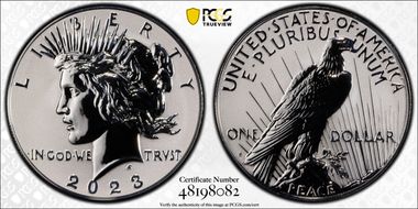 2023-S $1 Peace Dollar Rev PR Two-Coin Reverse Proof Set First Strike PR70