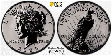 2023-S $1 Peace Dollar Rev PR Two-Coin Reverse Proof Set First Strike PR70