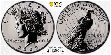 2023-S $1 Peace Dollar Rev PR Two-Coin Reverse Proof Set First Strike PR69